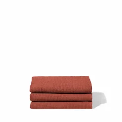 Serviette de bain en lin - Nid d'abeille - Rouge Urushi