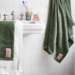 Serviette de bain en éponge - Vert d'Anduze