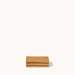 Serviette de bain invité en lin - Nid d'abeille - Jaune Asahi