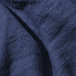 Serviette de bain invité en lin - Nid d'abeille - Bleu Shibori