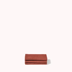 Serviette de bain invité en lin - Nid d'abeille - Rouge Urushi