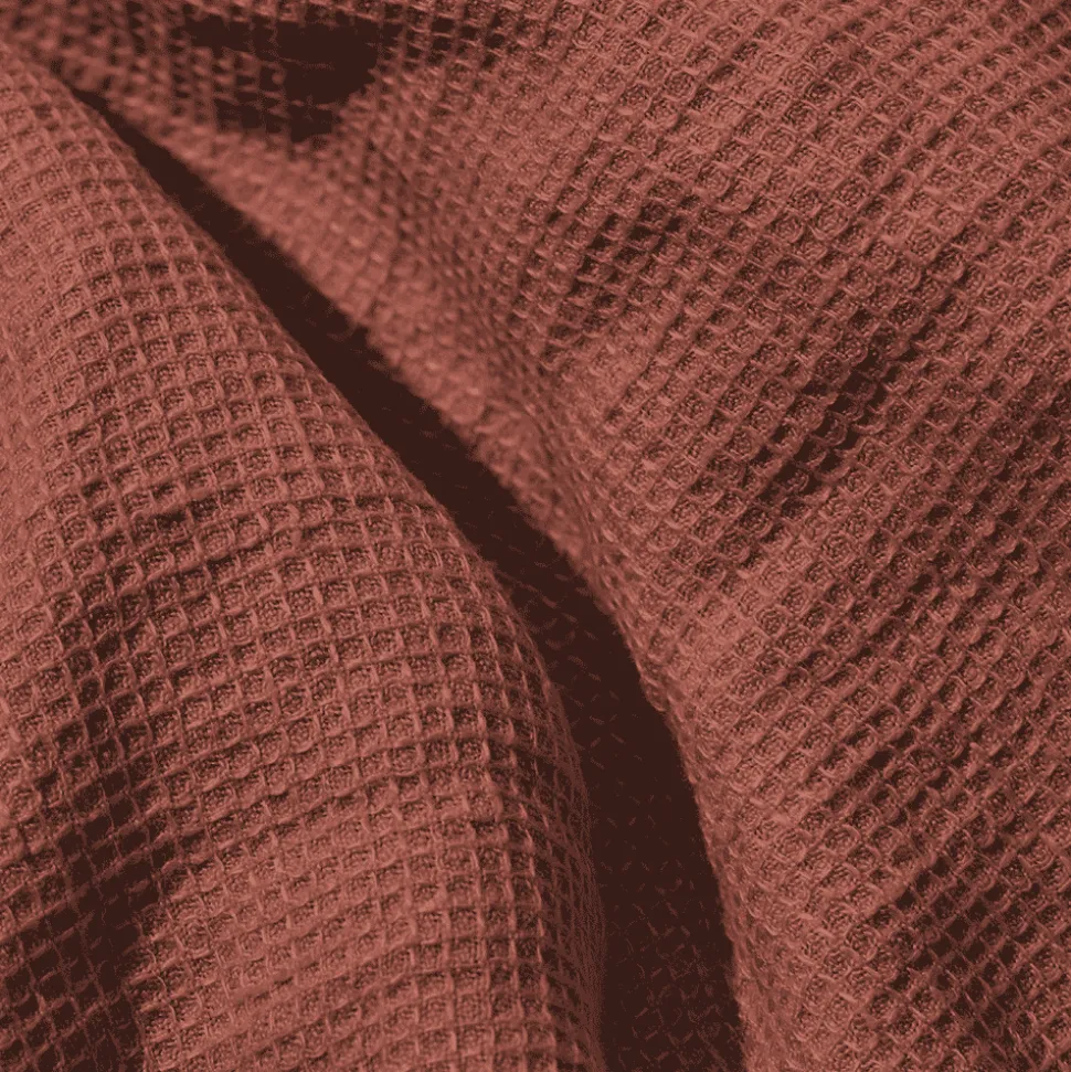Serviette de bain invité en lin - Nid d'abeille - Rouge Urushi