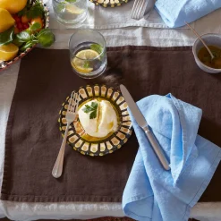 Serviette de table en lin lavé - Bleu Tyrrhénien