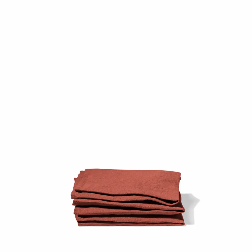 Serviette de table en lin lavé - Rouge Urushi