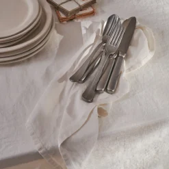 Serviette de table en lin lavé - Blanc Gres