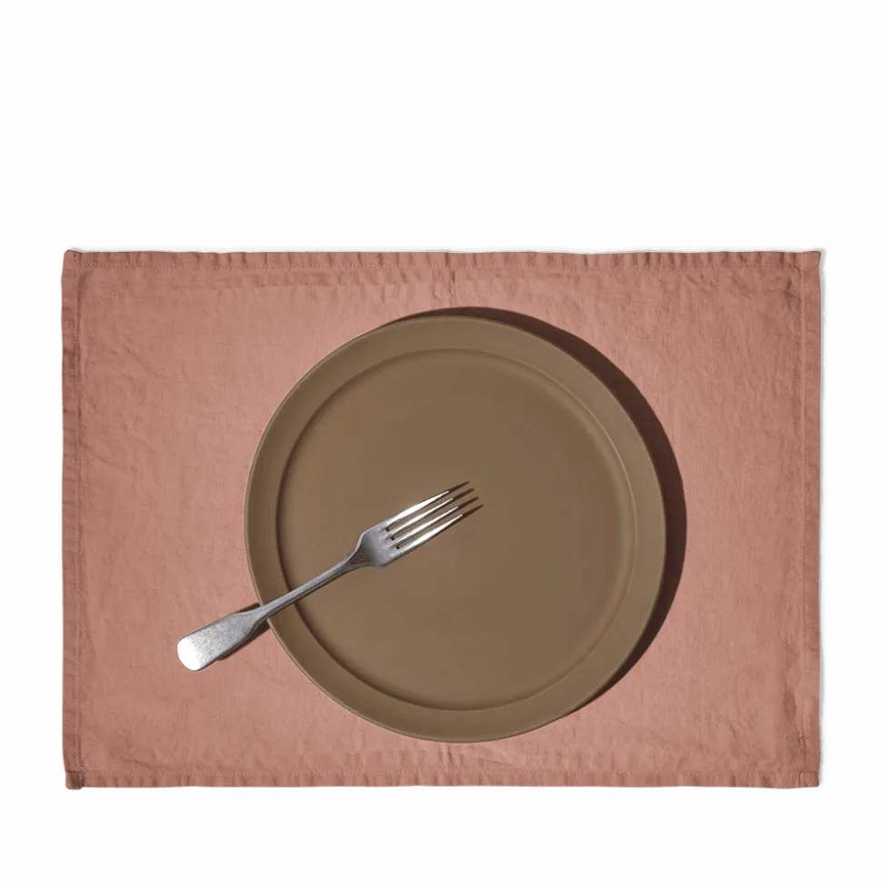 Set de table en lin lavé - Rose Argile