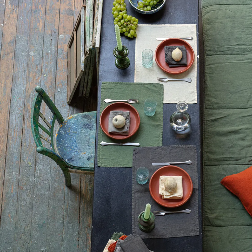 Set de table en lin lavé - Vert d'Anduze