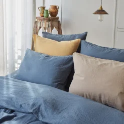 Taie d'oreiller en gaze de coton - Bleu Zinc