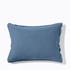 Taie d'oreiller en gaze de coton - Bleu Zinc