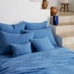 Taie d'oreiller en lin lavé - Bleu Paros