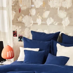 Taie d'oreiller en lin lavé - Bleu Shibori