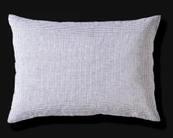 Taie d'oreiller en lin lavé - Carreaux Bleu Shibori
