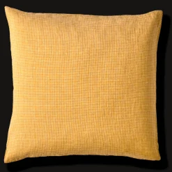 Taie d'oreiller en lin lavé - Carreaux Jaune Asahi