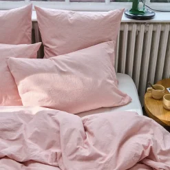 Taie d'oreiller en percale de coton - Rayures Rouge Ocre
