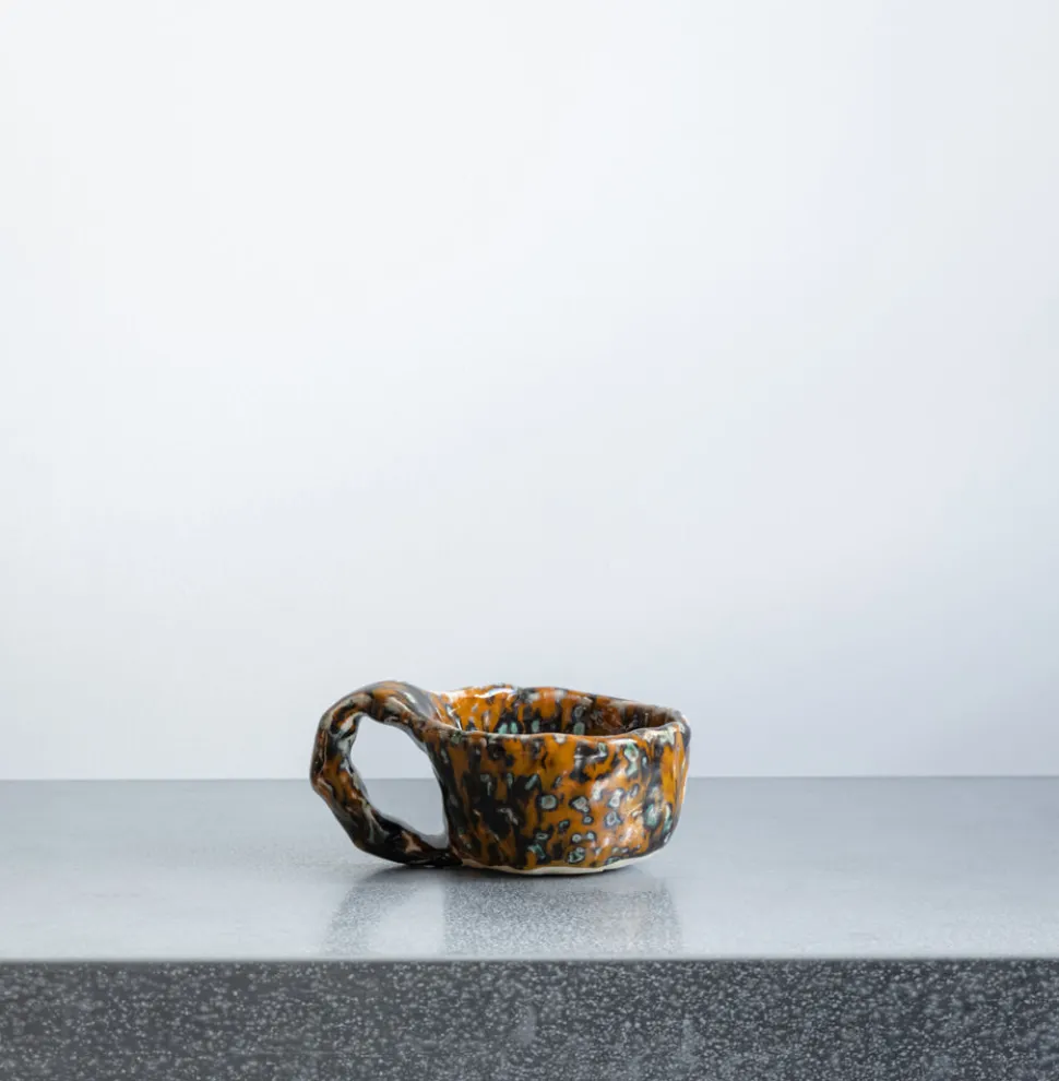 Tasse en céramique mouchetée - Jaune & Noir
