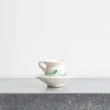 Tasse et soucoupe peinte à la main - Vert