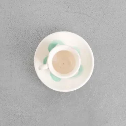 Tasse et soucoupe peinte à la main - Vert
