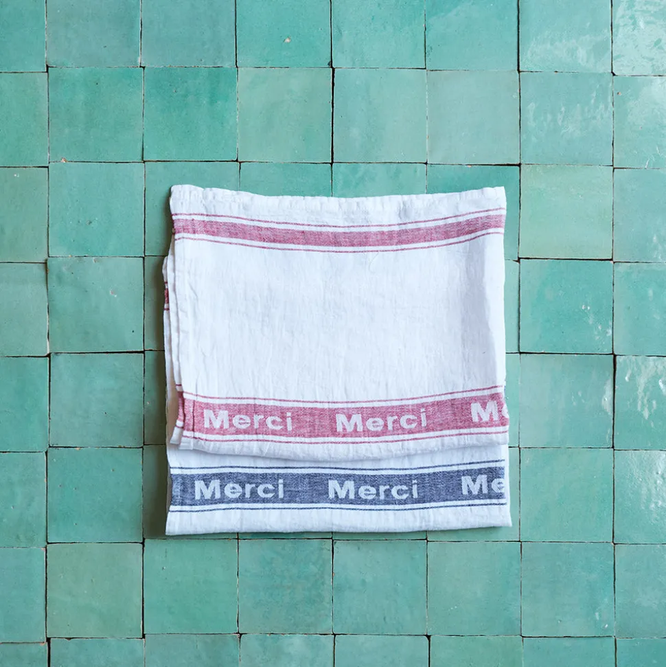 Torchon en lin lavé - Merci Rouge