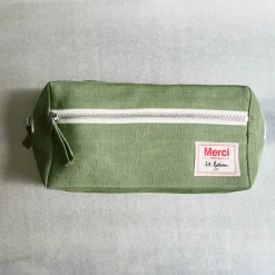 Trousse de toilette en lin lavé - Vert d'Anduze