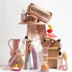 Trousse de toilette en lin lavé - Rose Argile