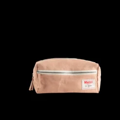 Trousse de toilette en lin lavé - Rose Argile
