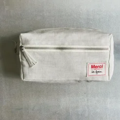 Trousse de toilette en lin lavé - Pierre