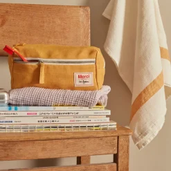 Trousse de toilette en lin lavé - Jaune Asahi