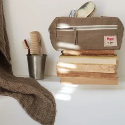 Trousse de toilette en lin lavé - Brun Cha Iro