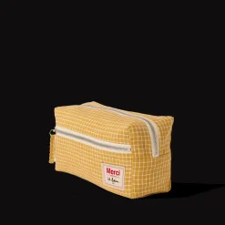 Trousse de toilette en lin lavé - Carreaux Jaune Asahi