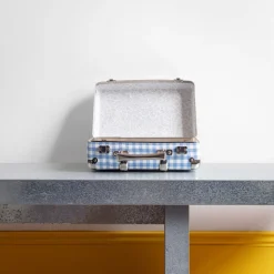 Valise rigide en carton bouilli - Vichy Bleu Paros