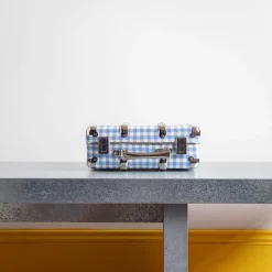 Valise rigide en carton bouilli - Vichy Bleu Paros