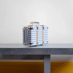 Valise rigide en carton bouilli - Vichy Bleu Paros