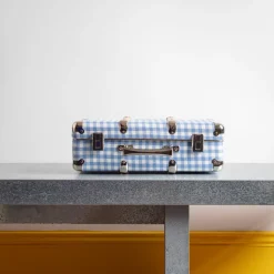 Valise rigide en carton bouilli - Vichy Bleu Paros