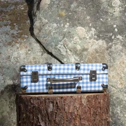 Valise rigide en carton bouilli - Vichy Bleu Paros
