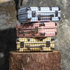 Valise rigide en carton bouilli - Vichy Bleu Paros