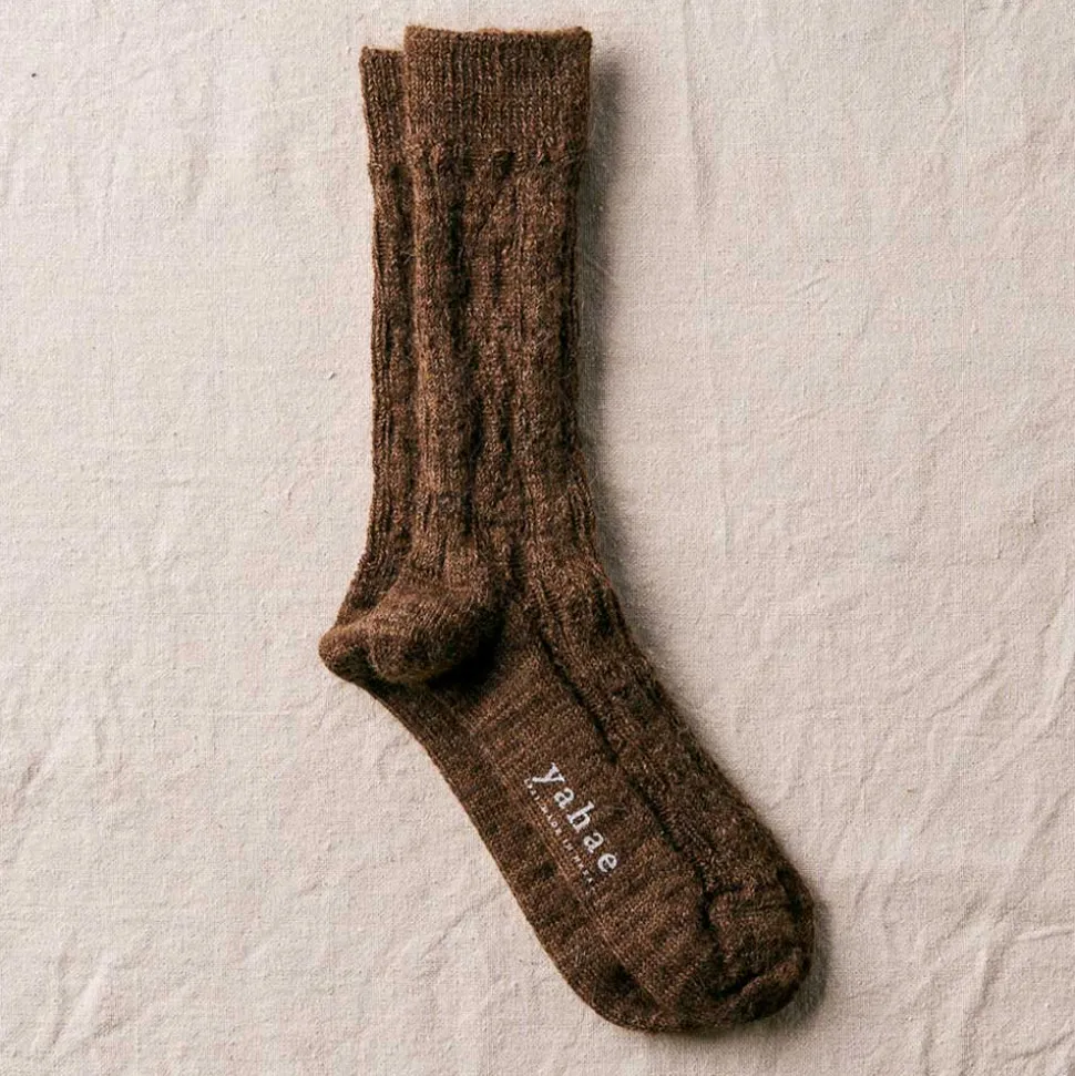Yahae - Chaussettes Alpaca Cable - Marron