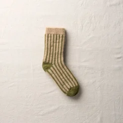 Yahae - Chaussettes Mohair Stripes - Olive