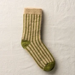 Yahae - Chaussettes Mohair Stripes - Olive