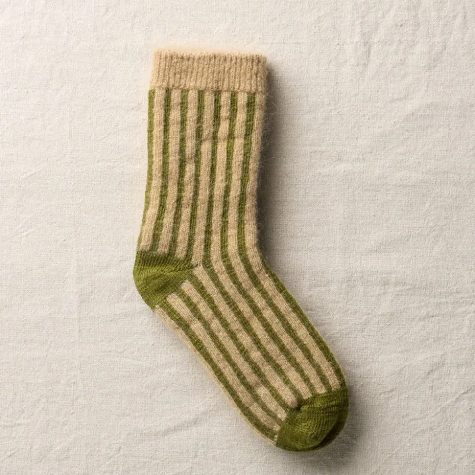 Yahae - Chaussettes Mohair Stripes - Olive